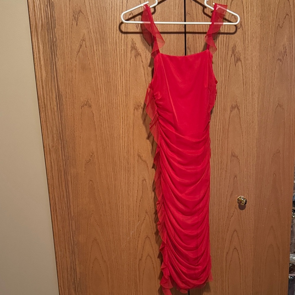Elegant Red Ruched Dress